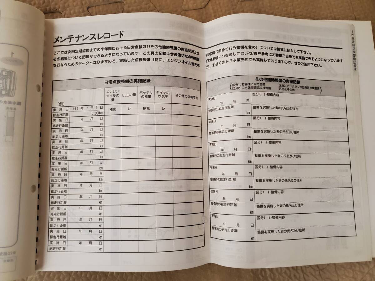 TOYOTA(トヨタ)★メンテナンスノート★自家用貨物車★平成7年5月20日頃発行★No.2-2 19508★送料無料_画像6