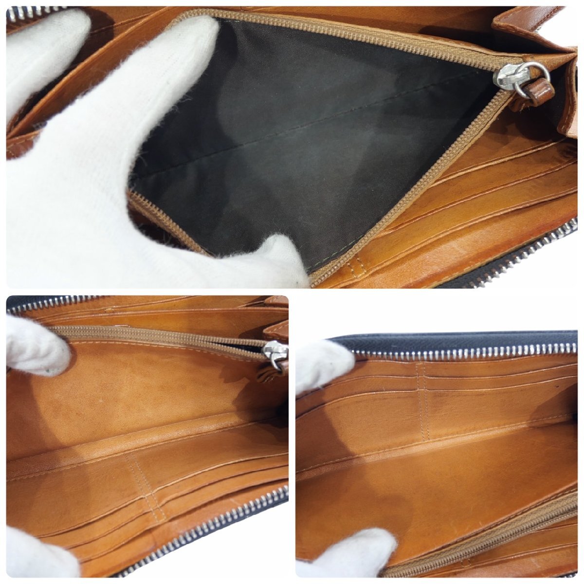 1円スタート 財布 まとめ3点セット PRADA プラダ GUCCI グッチ 等 二つ折り 三つ折り 長財布 三角ロゴプレート GG柄 レザー キャンバス_画像10