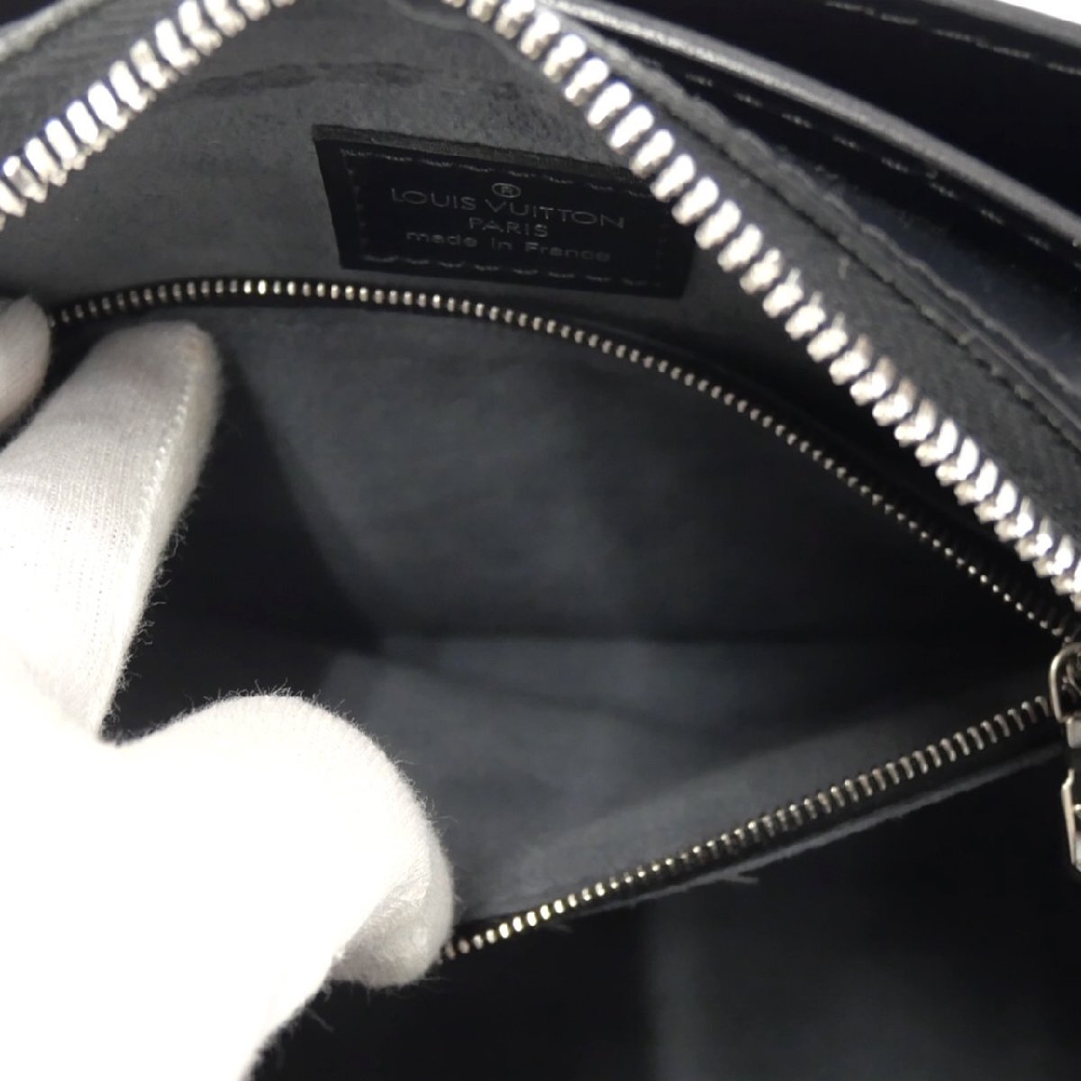 1 иен старт LOUIS VUITTON Louis Vuitton ponnfM52052 MI1025e Pinot wa-ru ручная сумочка серебряный металлические принадлежности ручная сумка черный женский 