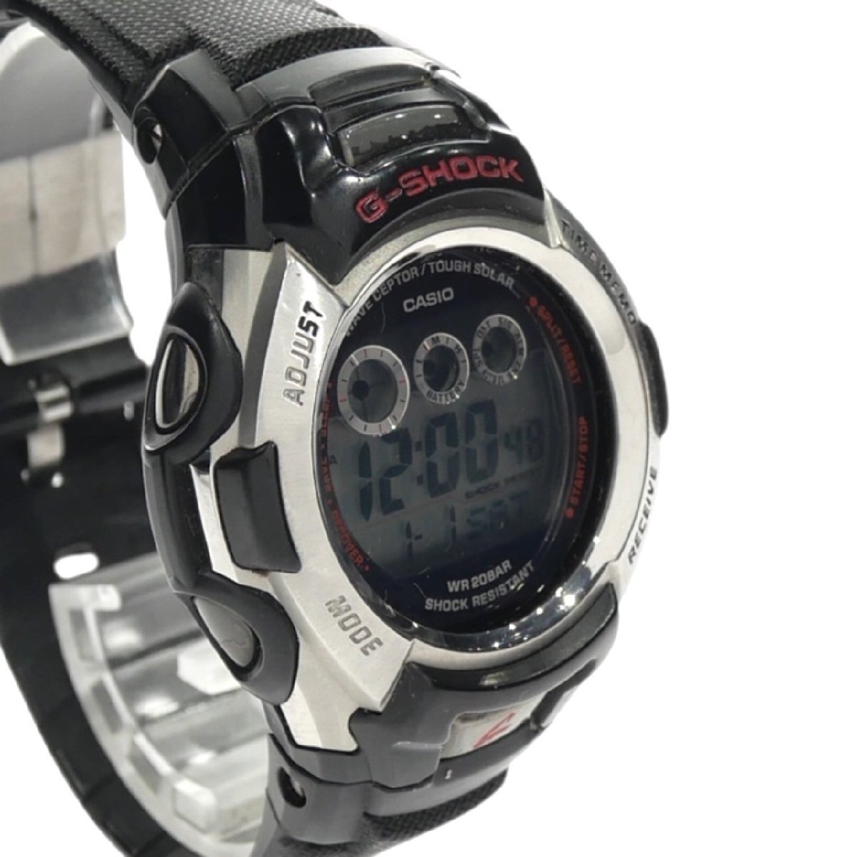 1円スタート 稼働品 CASIO カシオ G-SHOCK Gショック GW-500J The G タフソーラー ラウンド デジタル ブラック シルバー メンズ 腕時計_画像3