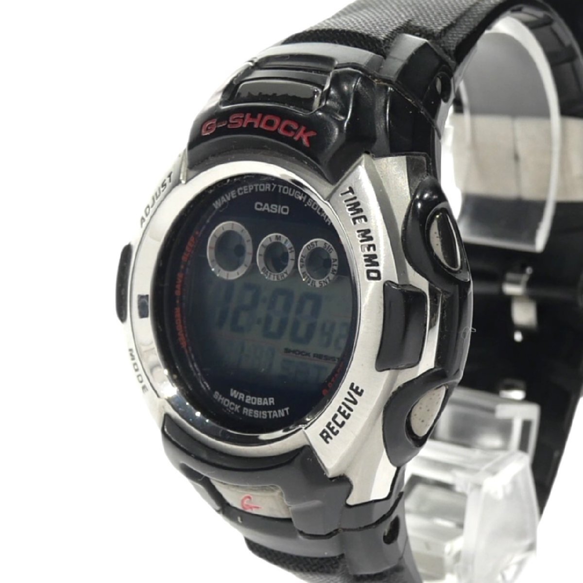 1円スタート 稼働品 CASIO カシオ G-SHOCK Gショック GW-500J The G タフソーラー ラウンド デジタル ブラック シルバー メンズ 腕時計_画像2
