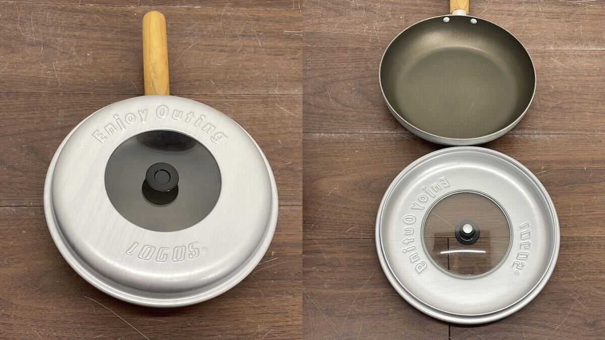 EJK48a LOGOS ロゴス クッカーセット Enjoy Outing 調理器具 鍋 フライパン ざる キャンプ アウトドア キッチンウェア 収納袋 コンパクト_画像7