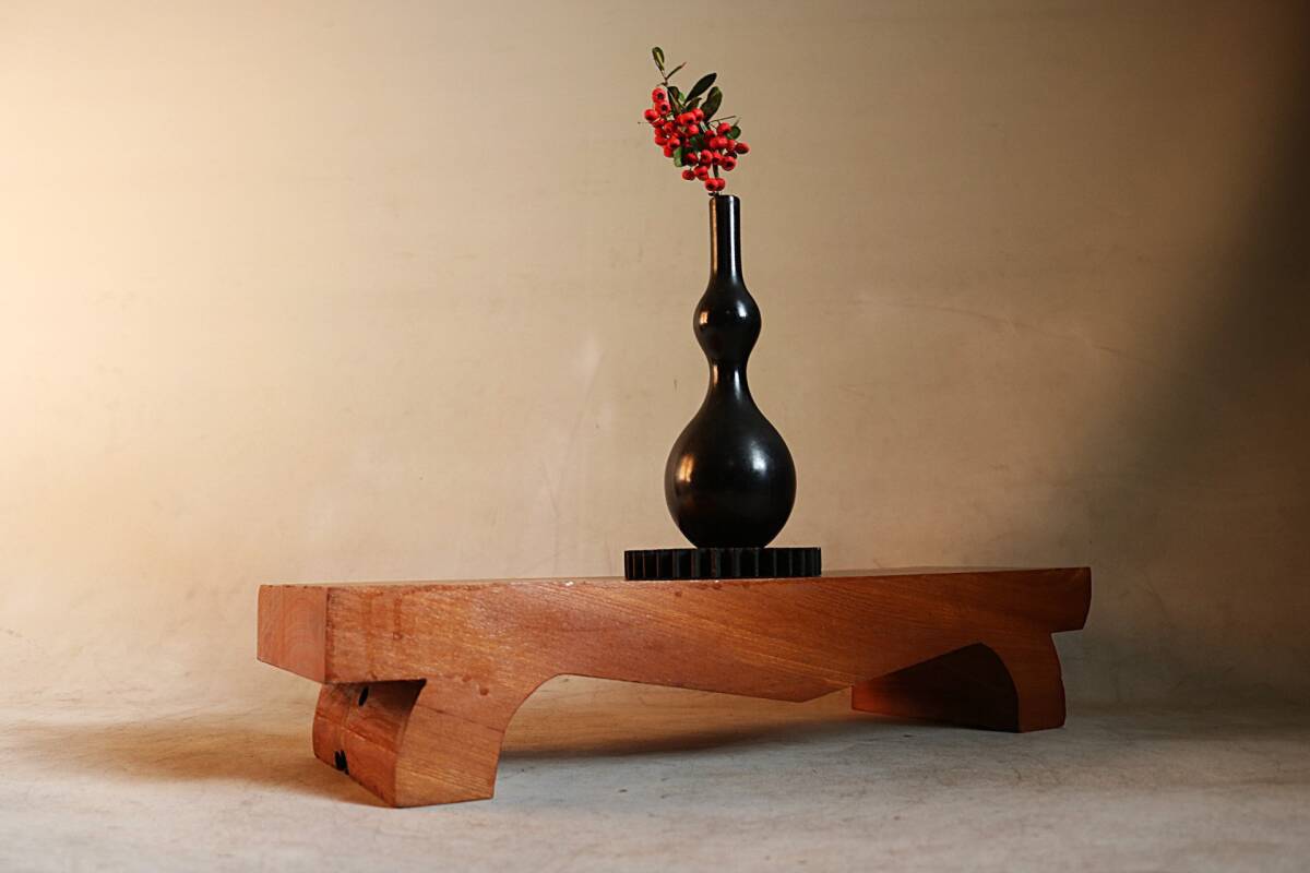 【伊董】ｃ180.アンティーク！レトロ！ 一刀彫り！古い飾り台欅製刳り貫き花台盆栽台 #古民芸 #展示台 #古道具_画像1