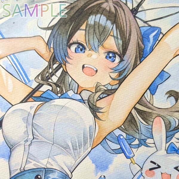 [A4 исходная картина ] ручные иллюстрации [ мелкие сколы от камней .. Splash!] прекрасный девушка идол способ симпатичный акварель один пункт было использовано аналог 