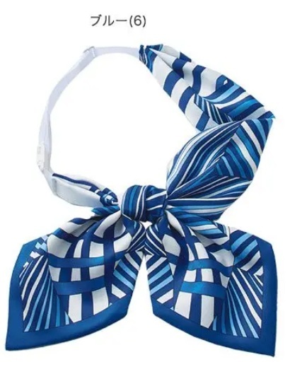 【新品】ENJOY_リボンスカーフ（6：ブルー）EAZ724/エンジョイ/かわいい会社事務服/おしゃれOL制服_画像1