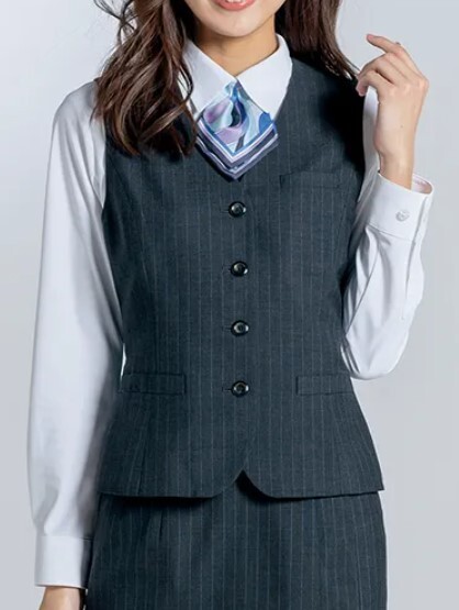 【新品】ALPHA PIER_23号_ベスト（1：ストライプチャコールグレー）AR2819/アルファピア/かわいい会社事務服/おしゃれOL制服_画像2