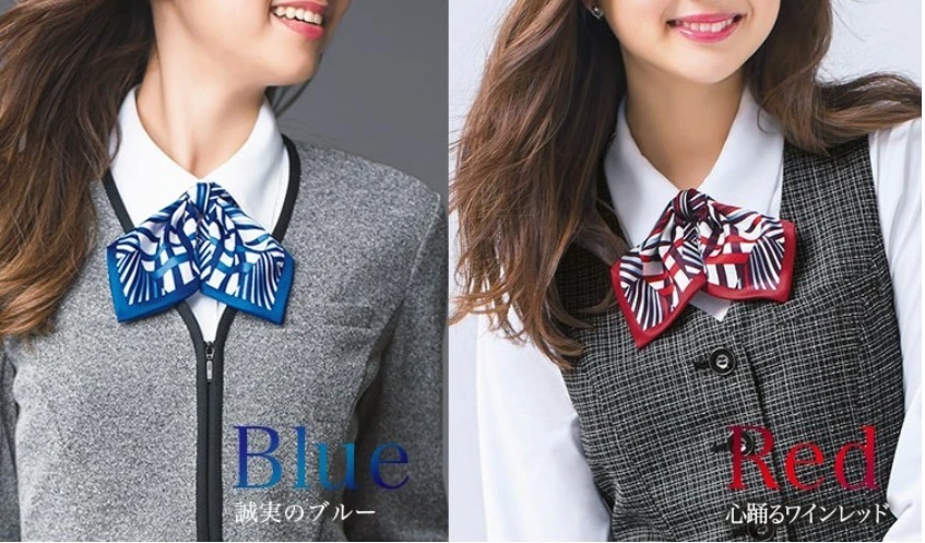 【新品】ENJOY_リボンスカーフ（6：ブルー）EAZ724/エンジョイ/かわいい会社事務服/おしゃれOL制服_画像2