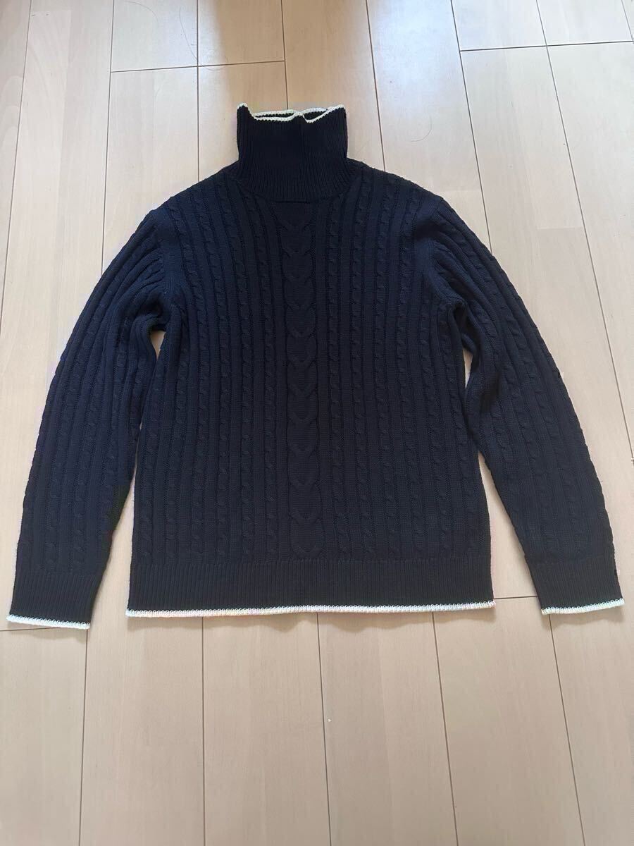 ケーブル柄タートルネックプルオーバー COMME CA ISM コムサイズム トップス ニット ネイビー_画像1