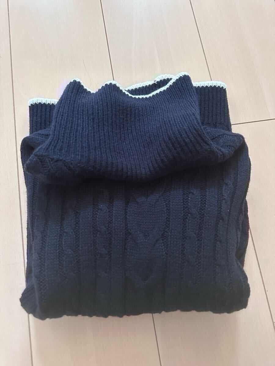 ケーブル柄タートルネックプルオーバー COMME CA ISM コムサイズム トップス ニット ネイビー_画像2