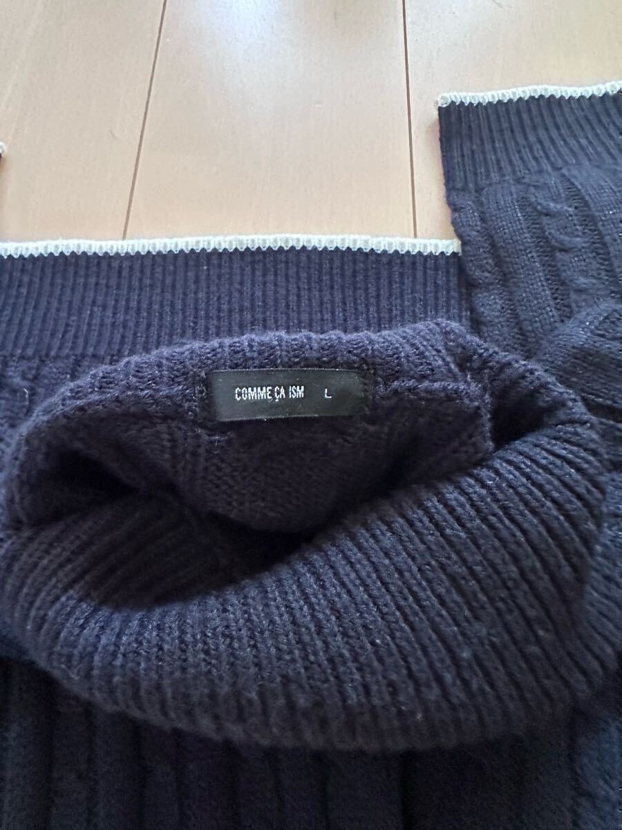 ケーブル柄タートルネックプルオーバー COMME CA ISM コムサイズム トップス ニット ネイビー_画像3