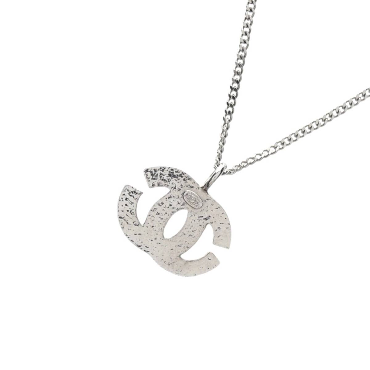 1 иен старт прекрасный товар CHANEL Chanel стразы здесь Mark колье 01P COCO CC серебряный подвеска аксессуары женский