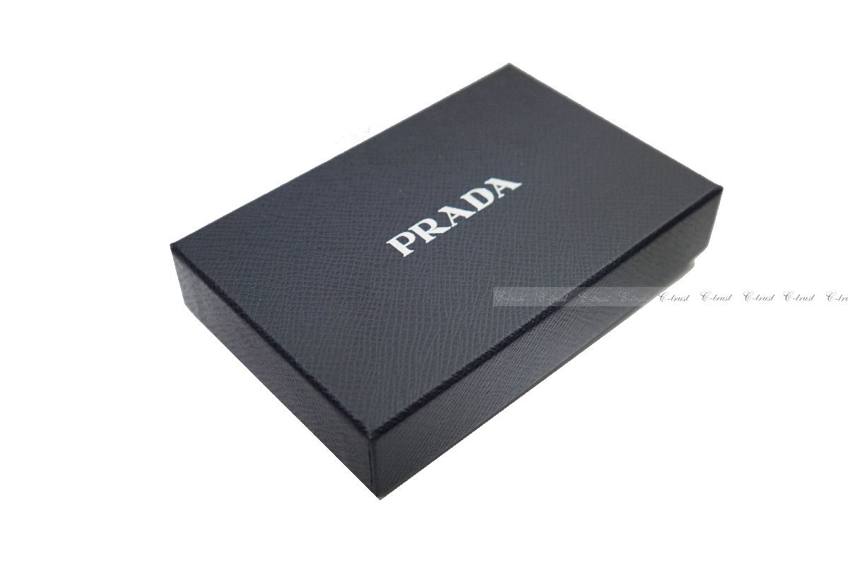 L719.. PRADA Prada чехол для ключей брелок для ключа VITELLO MOVE I 6 полосный кожа крюк Logo * черный 