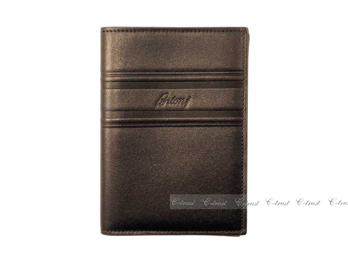 L646.. Brioni Brioni паспорт кейс PASSPORT держатель футляр для карточек кожа Logo Италия производства * 2014 COFFEE