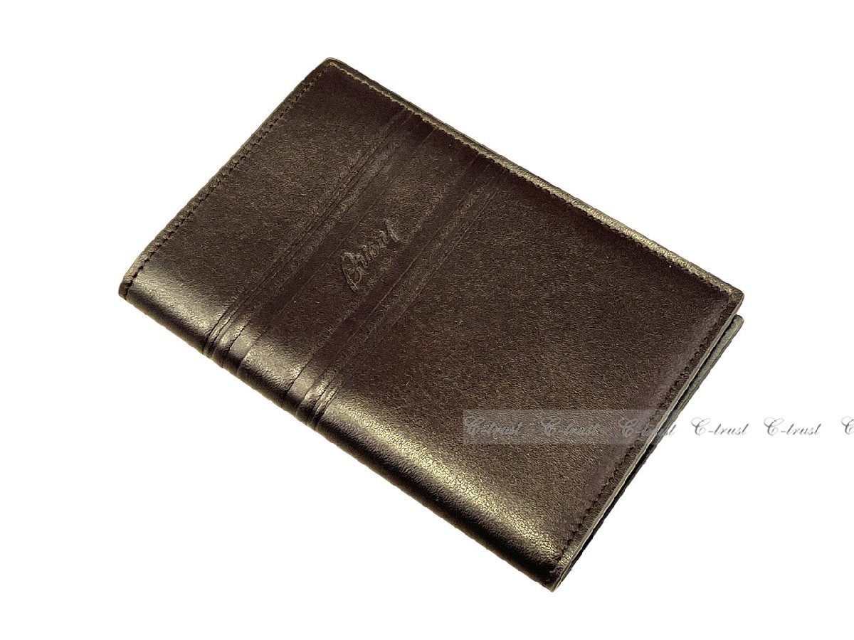 L646.. Brioni Brioni паспорт кейс PASSPORT держатель футляр для карточек кожа Logo Италия производства * 2014 COFFEE