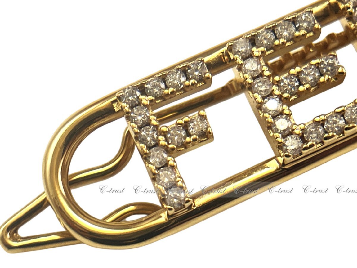 L721.. FENDI Fendi шпилька волосы зажим crystal Fendigraphy Hair Clip Logo Италия производства 8AH612A44GF089U * Gold 