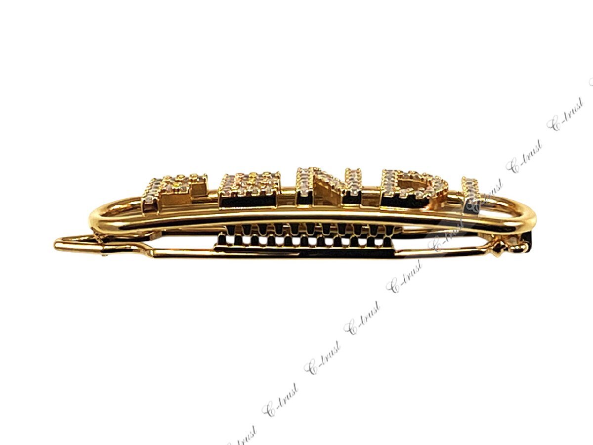 L721.. FENDI Fendi шпилька волосы зажим crystal Fendigraphy Hair Clip Logo Италия производства 8AH612A44GF089U * Gold 