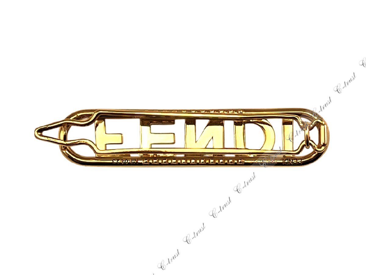 L721.. FENDI Fendi шпилька волосы зажим crystal Fendigraphy Hair Clip Logo Италия производства 8AH612A44GF089U * Gold 
