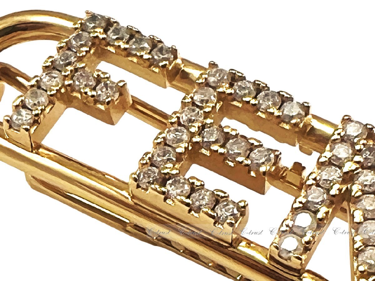 L721.. FENDI Fendi шпилька волосы зажим crystal Fendigraphy Hair Clip Logo Италия производства 8AH612A44GF089U * Gold 