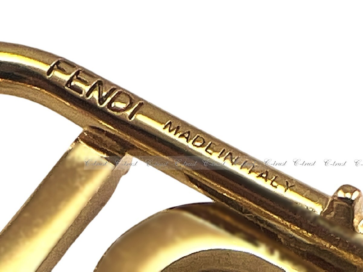 L721.. FENDI Fendi шпилька волосы зажим crystal Fendigraphy Hair Clip Logo Италия производства 8AH612A44GF089U * Gold 