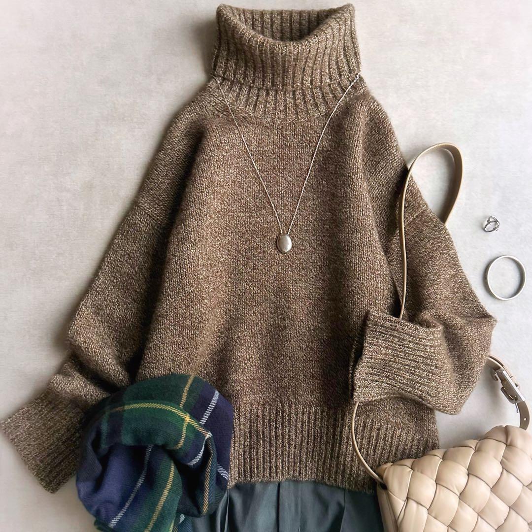 美品▲定価4.4万▲GALERIE VIE/ヤクキャメル ハイネックプルオーバー_画像1