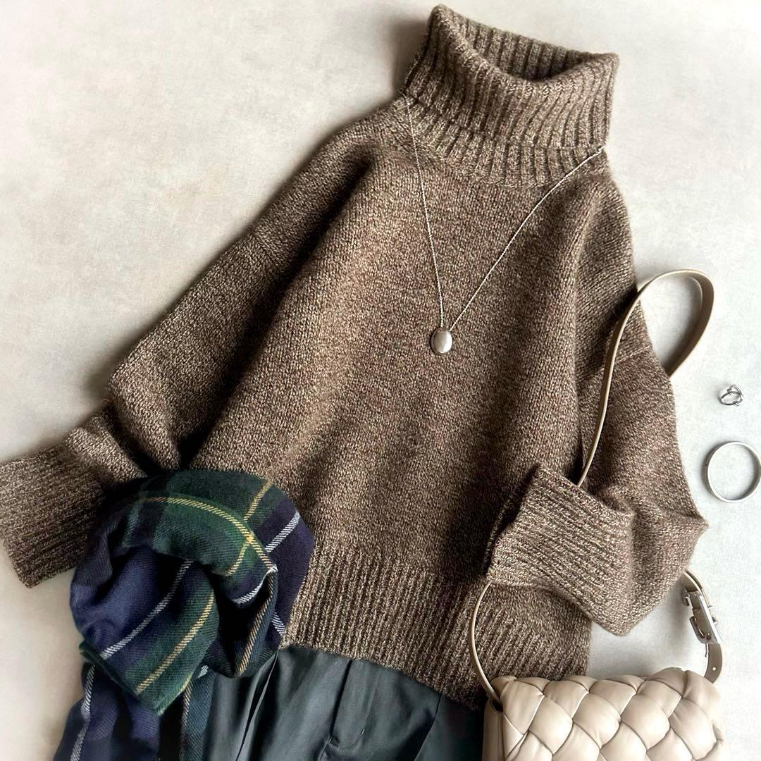 美品▲定価4.4万▲GALERIE VIE/ヤクキャメル ハイネックプルオーバー_画像3