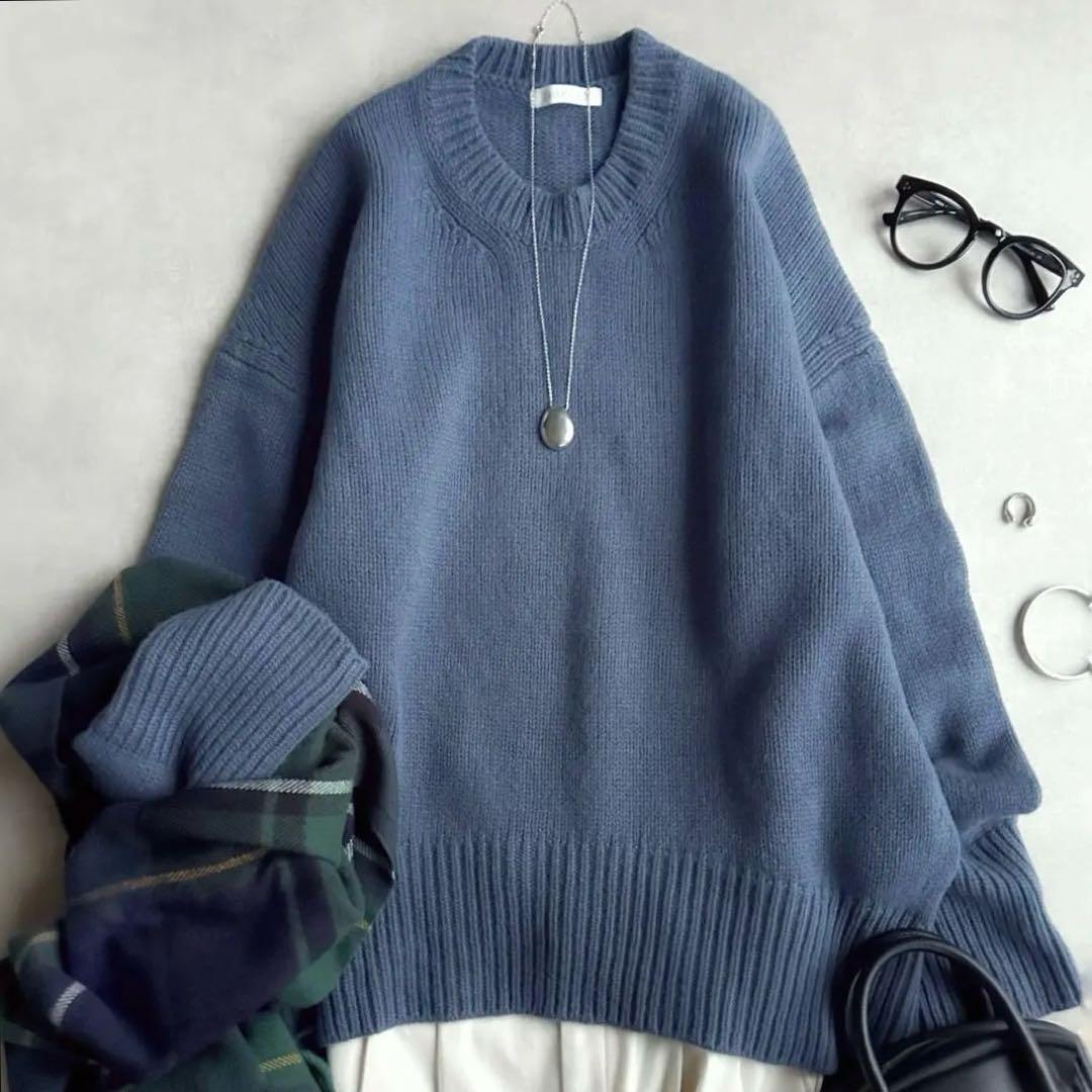 美品▲GALERIE VIE //ファインウールクルーネックプルオーバー_画像1