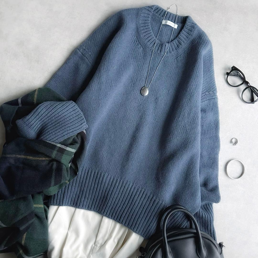 美品▲GALERIE VIE //ファインウールクルーネックプルオーバー_画像2