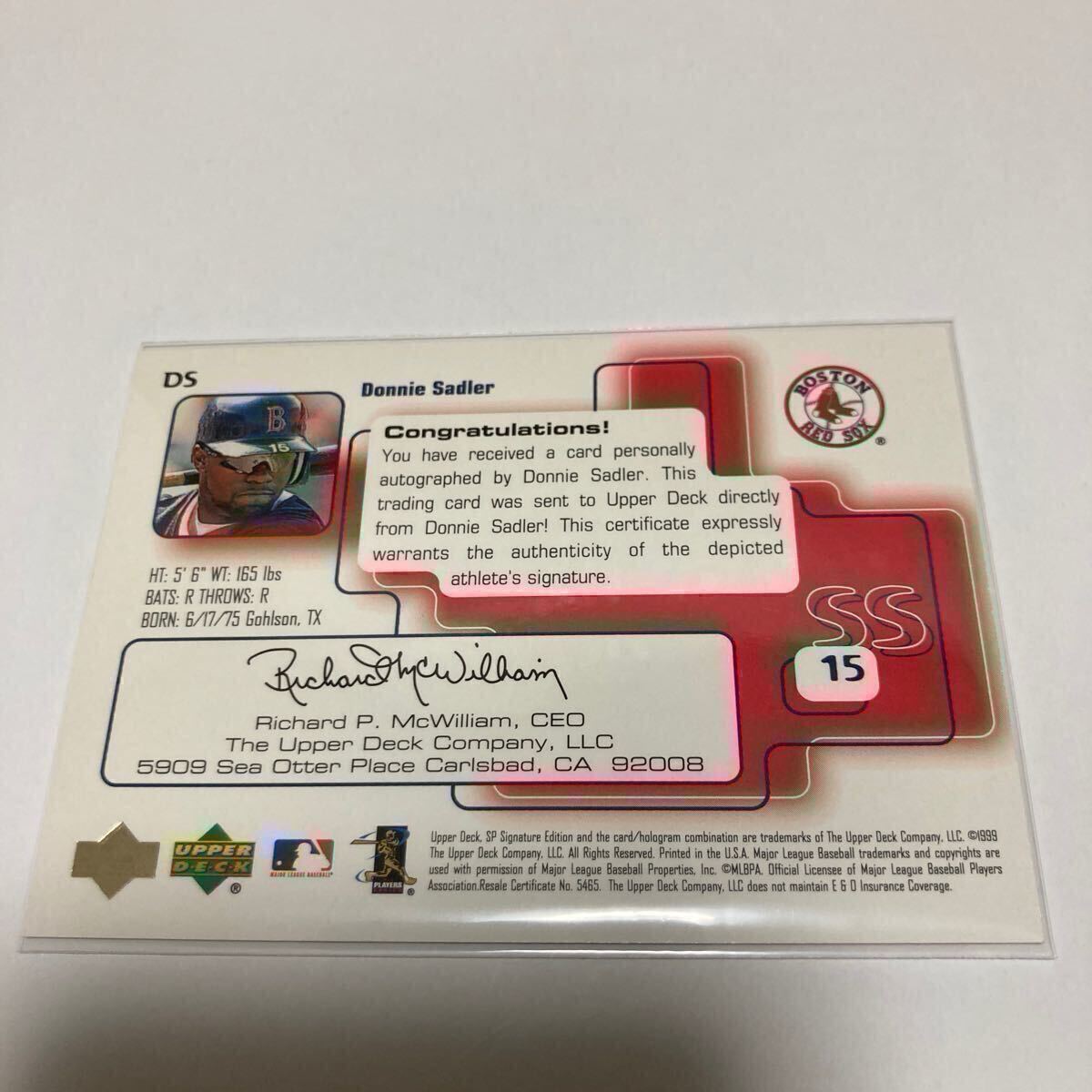 [DONNIE SADLER] автограф автограф карта 1999 UPPER DECK AUTO SP SIGNATURE EDITION AUTOGRAPH # поиск TOPPS