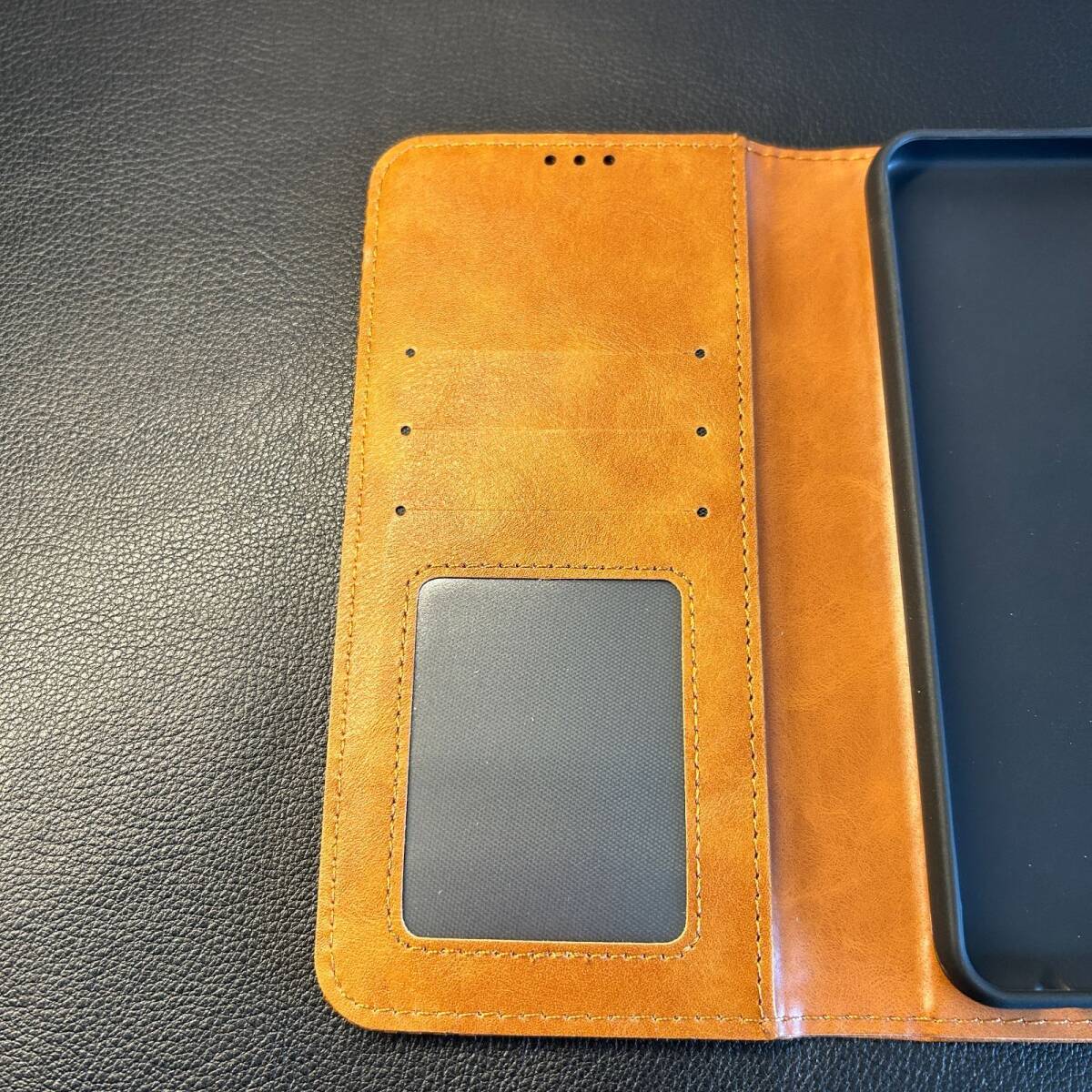 2点セット arrows We2 F-52E FCG02 レザーケース ライトブラウン+ガラスフィルム 手帳型 保護ガラス カード収納 アローズ_画像5