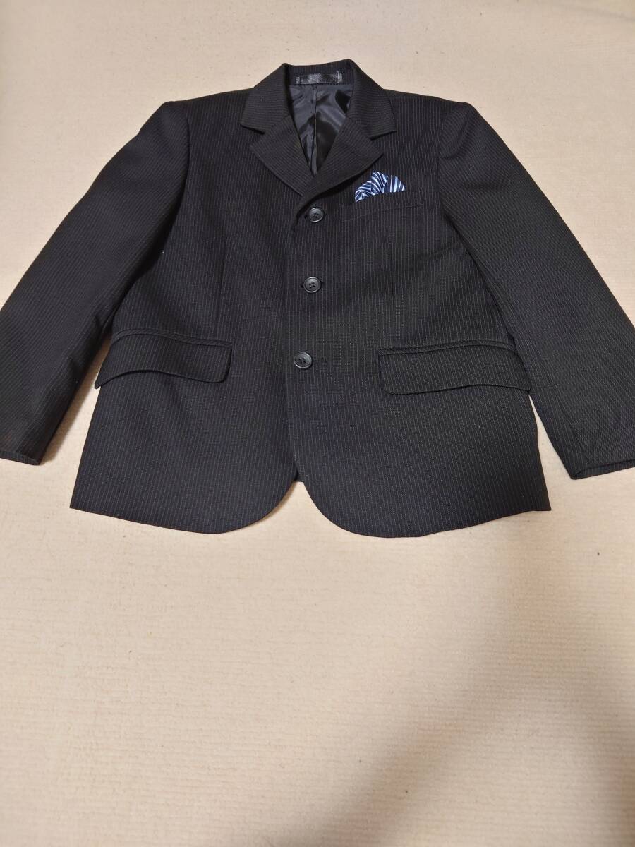 子ども フォーマルスーツ 5点セット 120 ジャケット ハーフパンツ シャツ ネクタイ サスペンダー 入学式 結婚式 上下セット 男の子_画像2