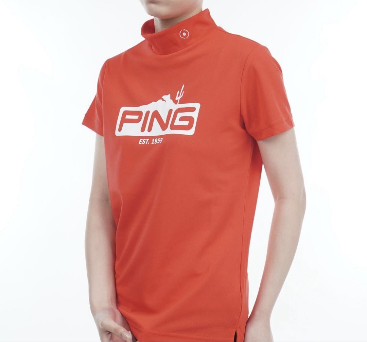 新品未使用 SSサイズ ピン PING グラフィックハイネック半袖シャツ レディス ゴルフウェア モックネックシャツ_画像3
