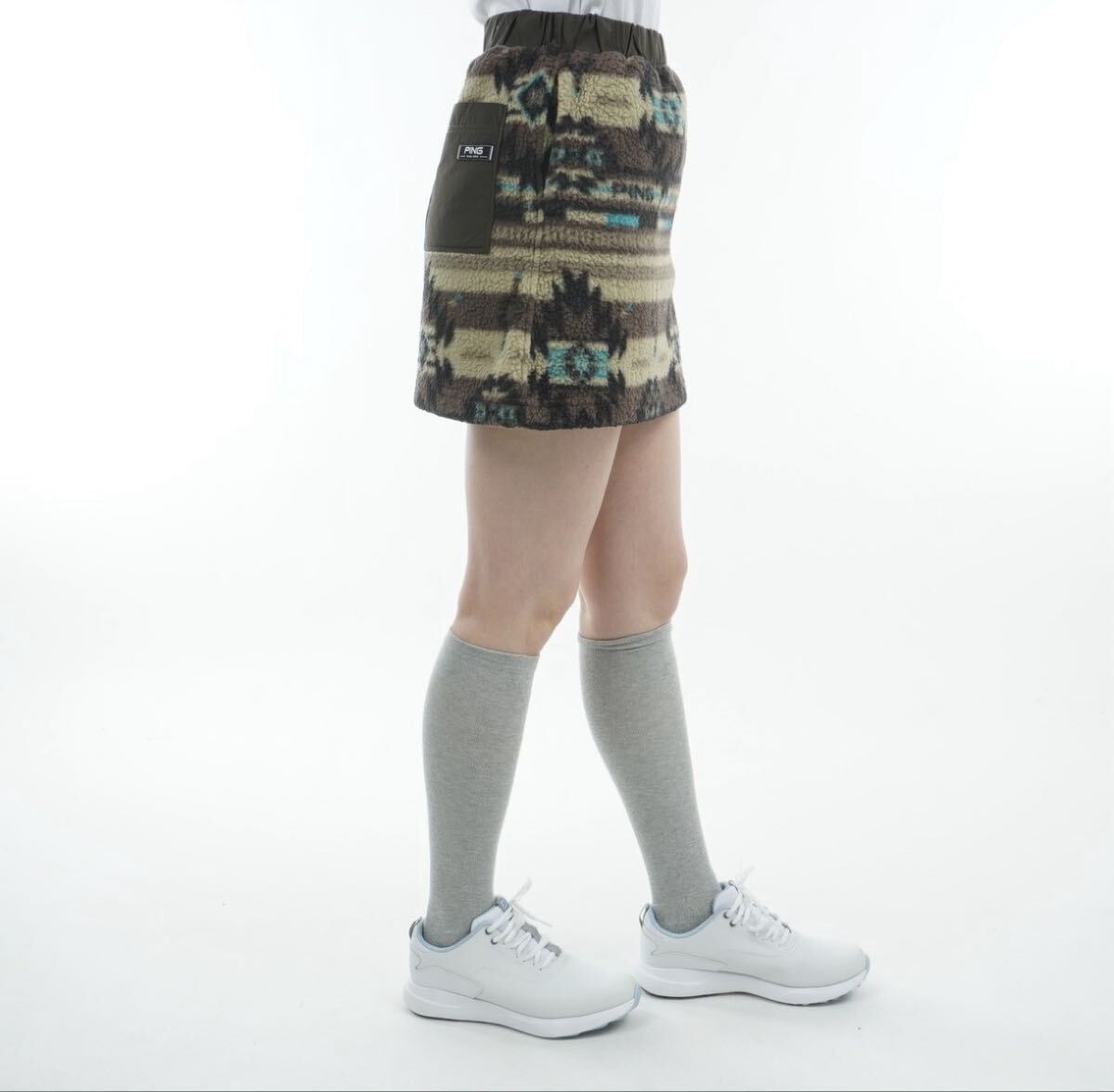 新品未使用 SSサイズ PING ピン ゴルフ レディース スカート ウェア ゴルフウェア ロゴ総柄 カモフラ_画像6