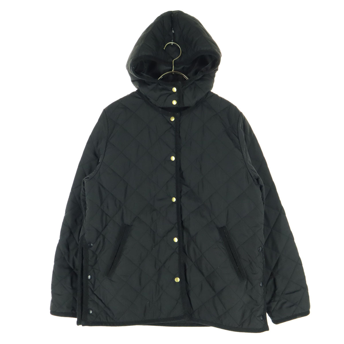 B:MING by BEAMS ビーミングバイビームス 長袖 キルティングジャケット S ブラック フード取り外し可 レディース_画像1