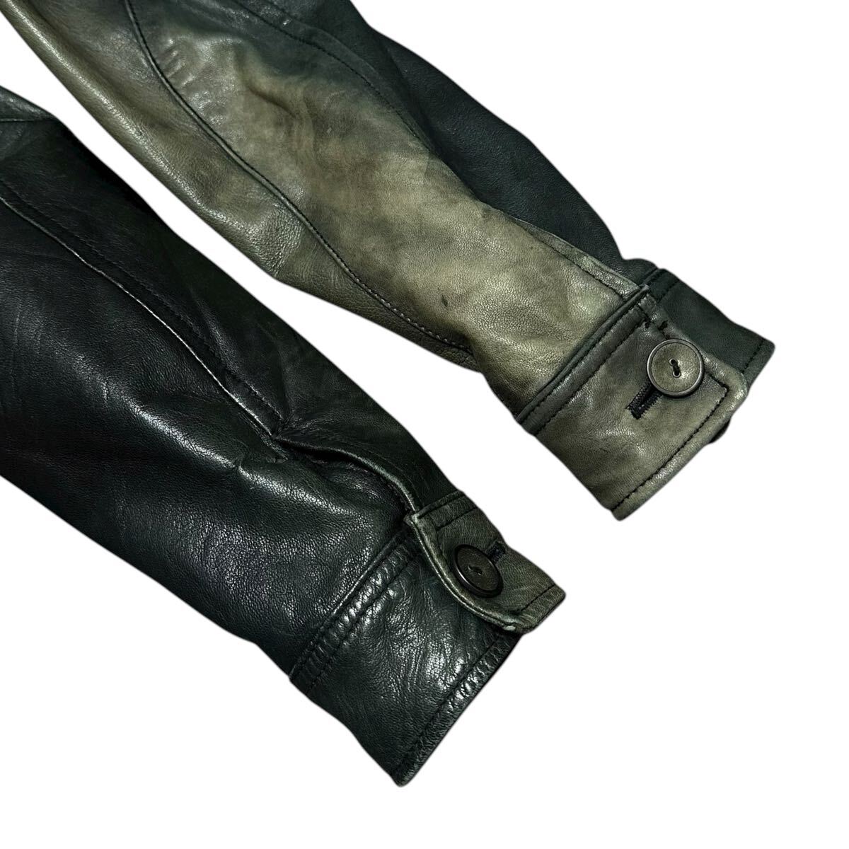 【極上のラムレザー】メンズビギ ラムレザー ジャケット シングルライダース 羊革 本革 シープスキン アウター ブルゾン 02 黒 MEN'S BIGI_画像5