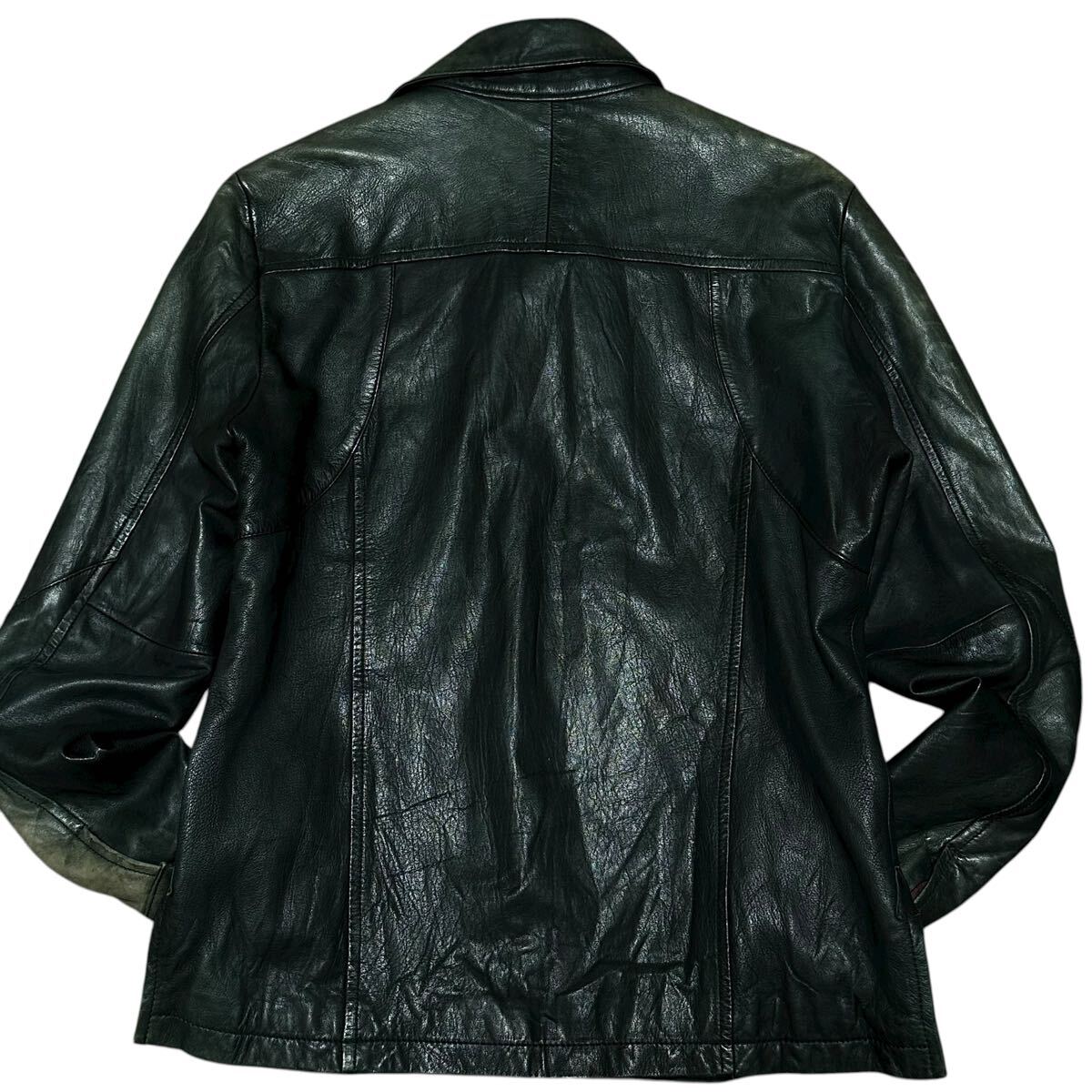 【極上のラムレザー】メンズビギ ラムレザー ジャケット シングルライダース 羊革 本革 シープスキン アウター ブルゾン 02 黒 MEN'S BIGI_画像6