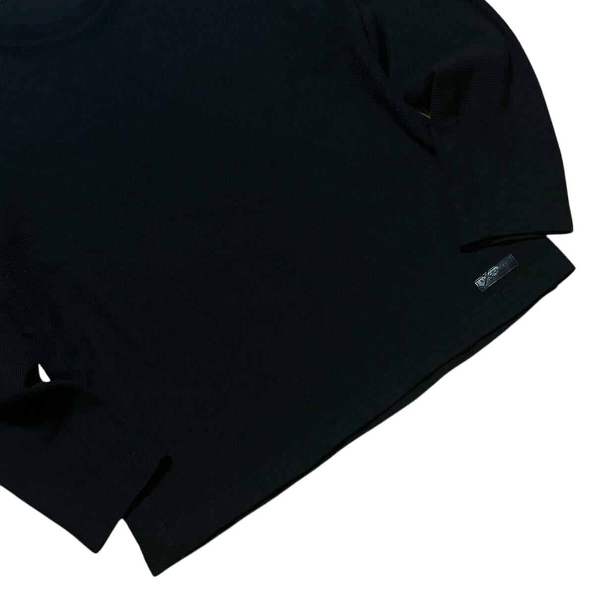 極美品/大人気●ブラックレーベルクレストブリッジ 肩チェック クルーネックニット セーター カットソー M 黒 BLACK LABEL CRESTBRIDGE_画像3