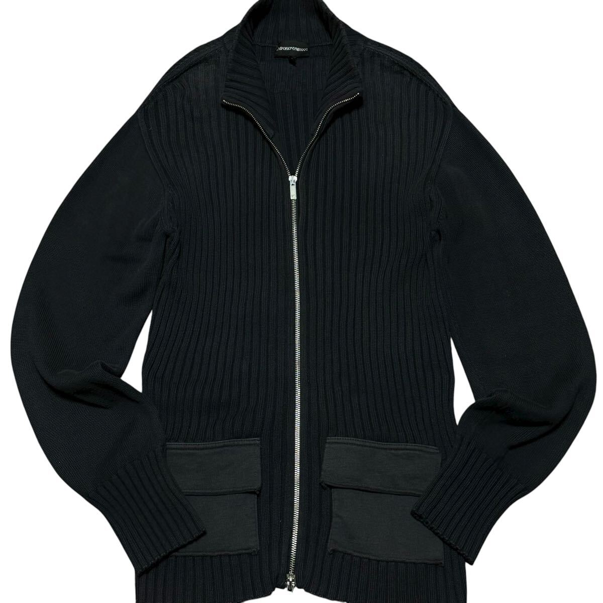 美品/XXLサイズ●エンポリオアルマーニ【極上の着心地】ドライバーズニット ジャケット ブルゾン ダブルジップ ロゴパッチEMPORIO ARMANI_画像2