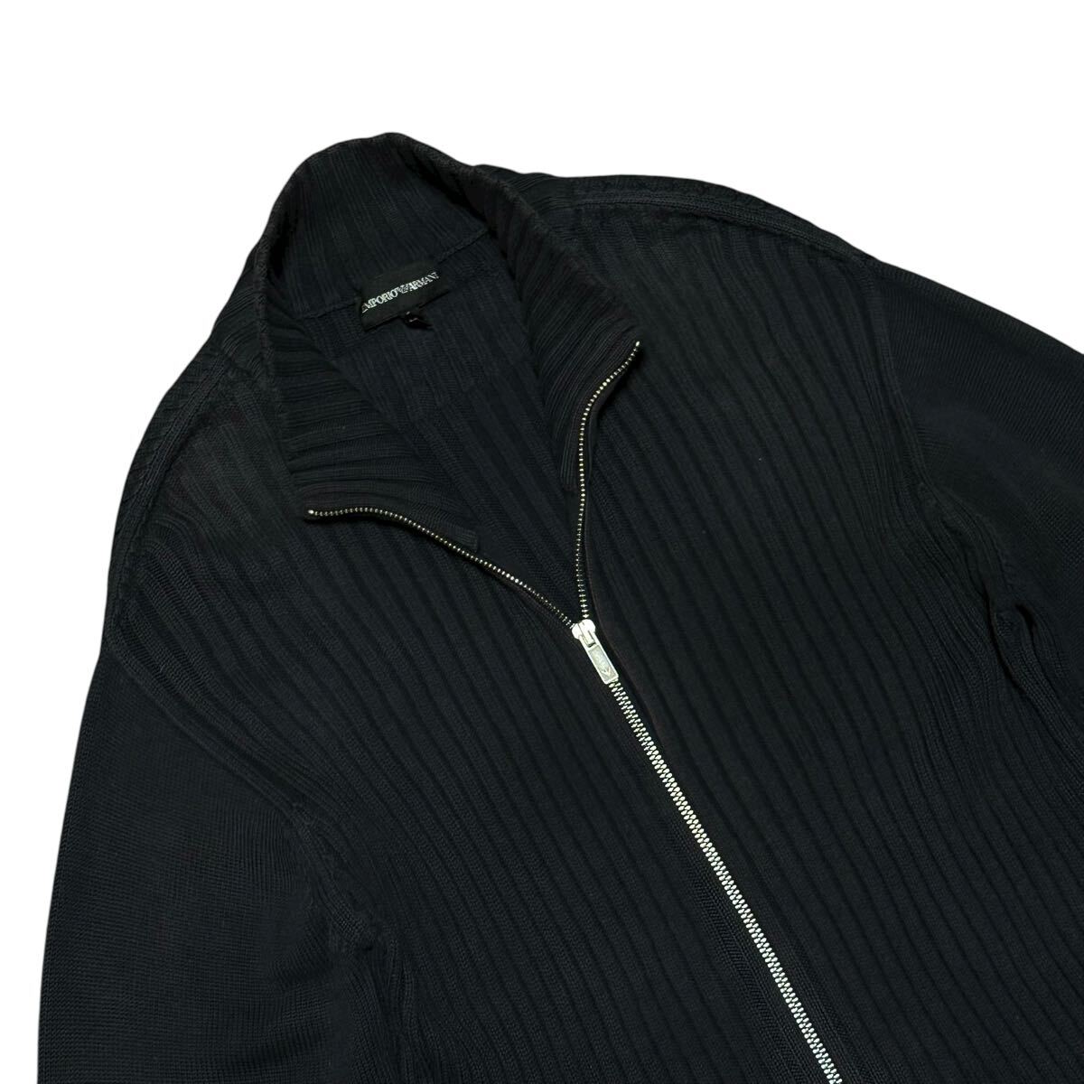 美品/XXLサイズ●エンポリオアルマーニ【極上の着心地】ドライバーズニット ジャケット ブルゾン ダブルジップ ロゴパッチEMPORIO ARMANI_画像3