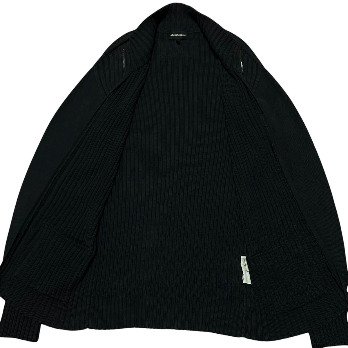 美品/XXLサイズ●エンポリオアルマーニ【極上の着心地】ドライバーズニット ジャケット ブルゾン ダブルジップ ロゴパッチEMPORIO ARMANI_画像6