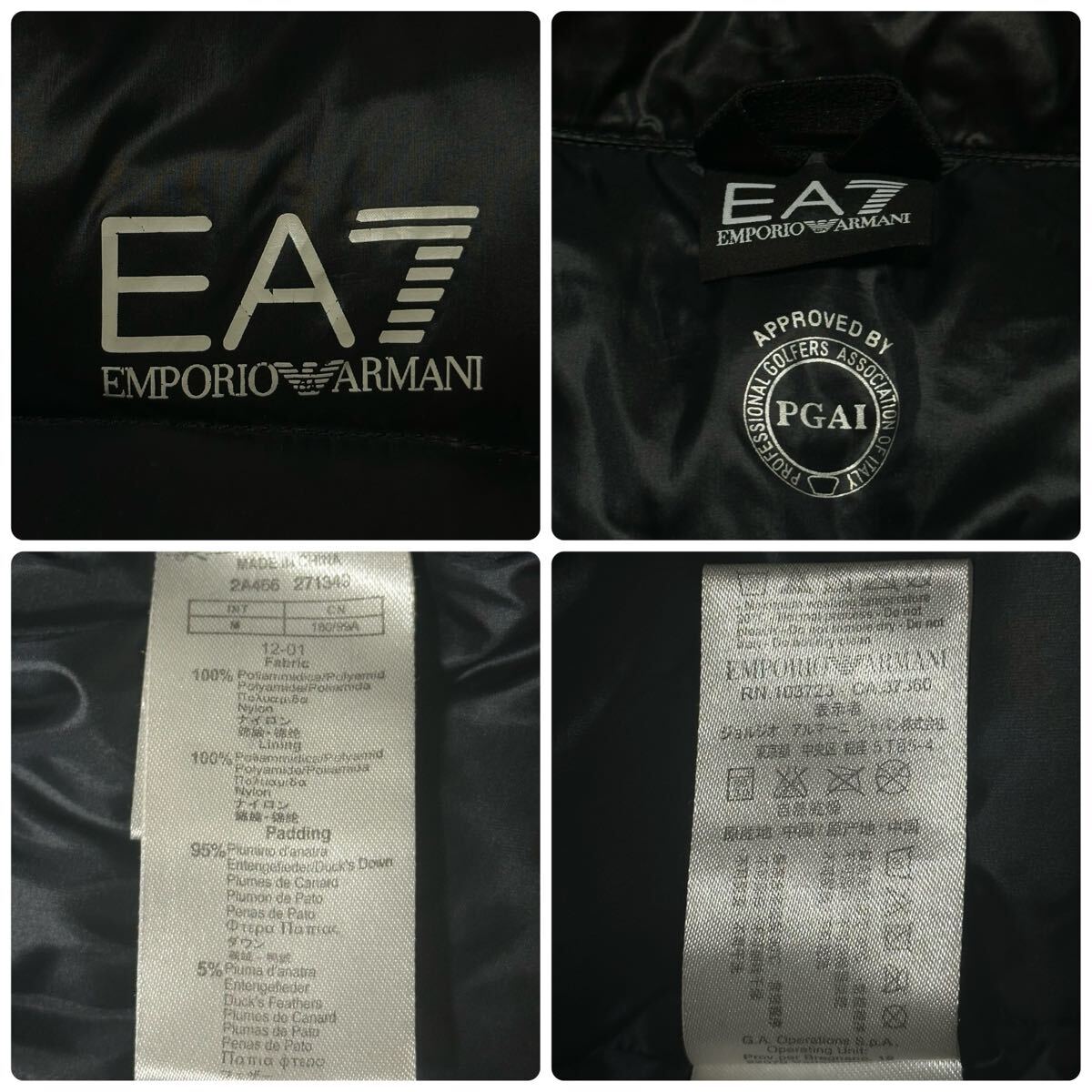 極美品/L相当●エンポリオ アルマーニ ダウンベスト ジャケット ライトアウター EMPORIO ARMANI ダブルジップ 極暖 肉厚　黒 EA7 秋冬　_画像7