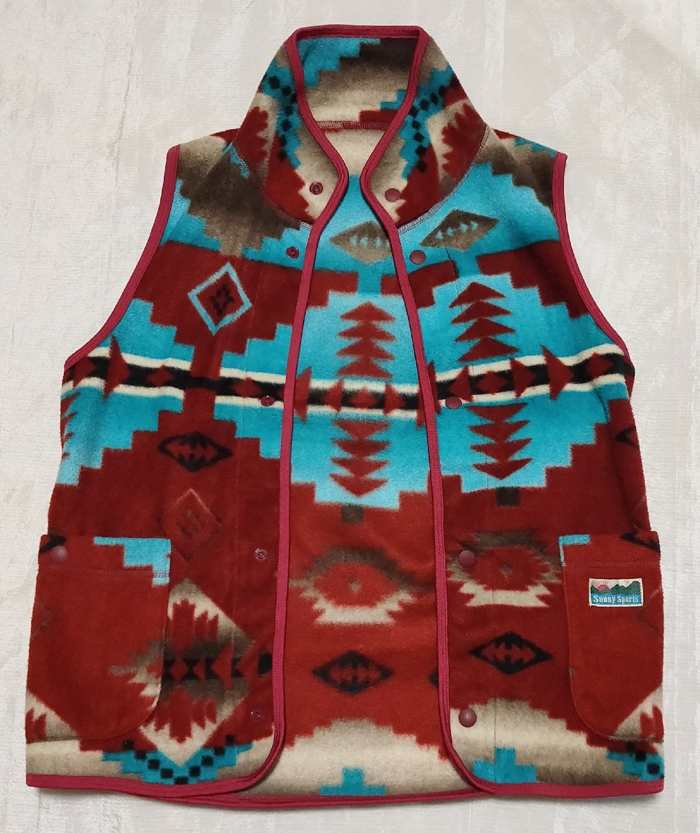★SUNNY SPORTS サニースポーツ★ アウトドア フリース ベスト U.S.A製 アラスカ柄 02382_画像3