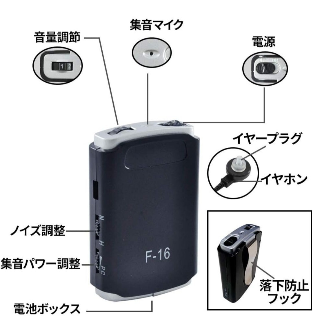 ◎最安値◎ 電池式ポケット集音器 補聴器　 高音質軽量 単4電池使用 ハウリング防止 ノイズカット機能付き_画像3