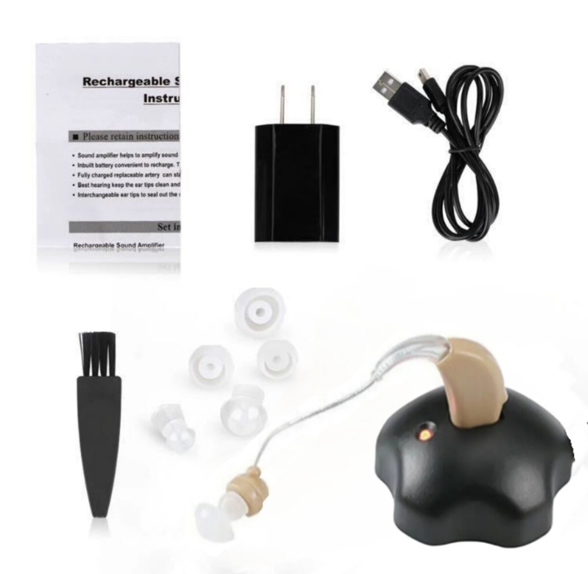 【最新版】高音質 デジタル 補聴器 集音器 充電式 経度～高度対応ノイズカット 雑音抑制機能付き　音量4 段階調整_画像5