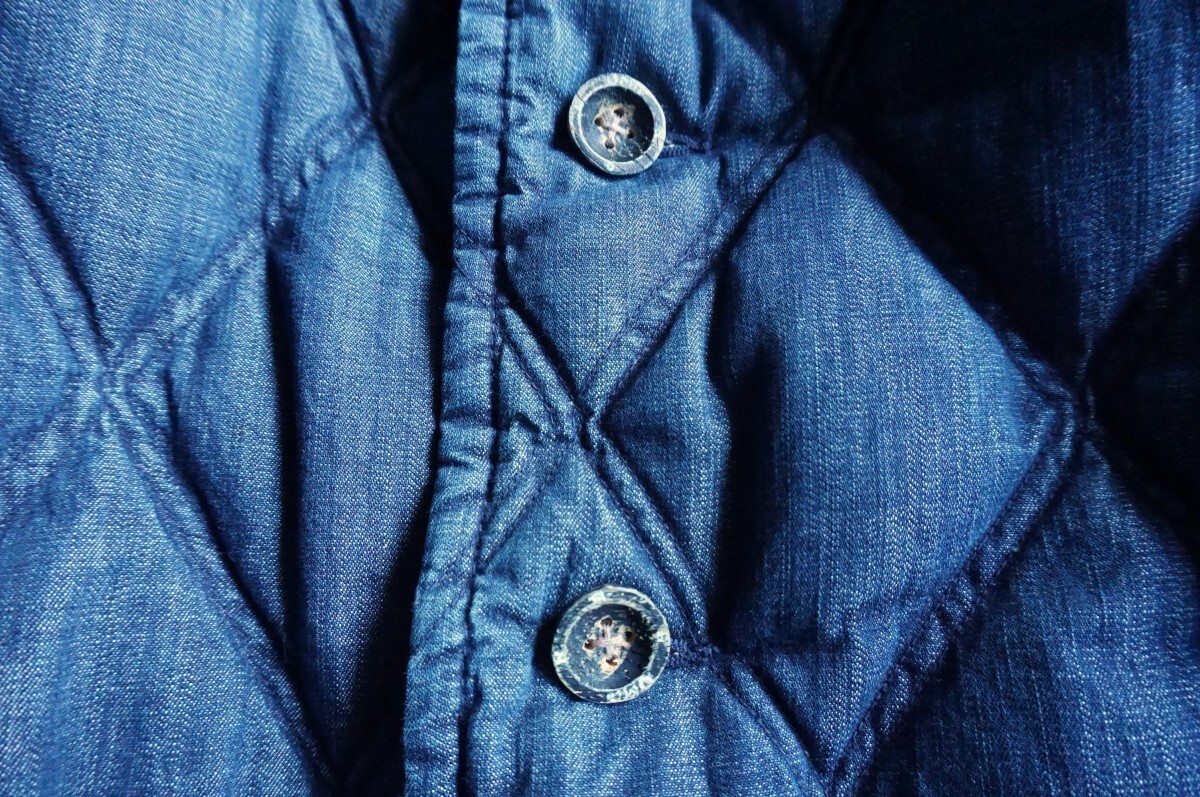 * красочный . манжеты. с обратной почтой * retro .no старт rujik. индиго окраска с хлопком стеганое полотно пуховик * 45rpm 45R пальто блузон мужской 