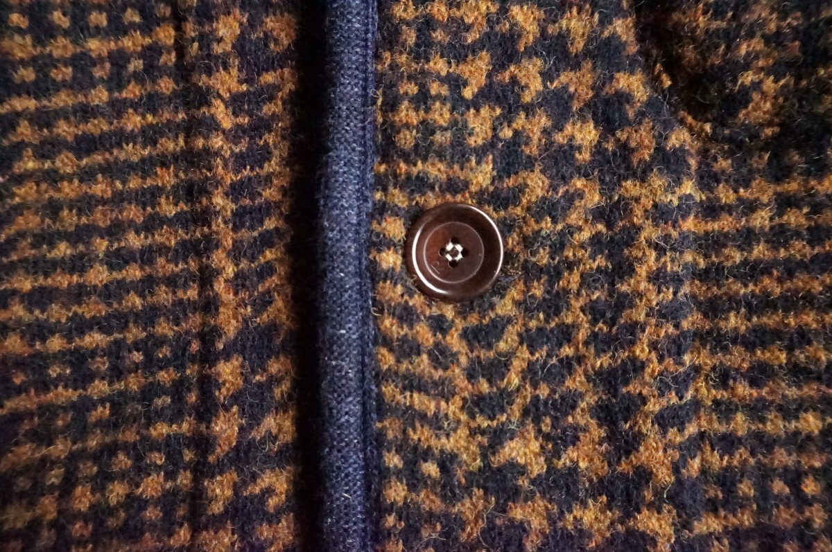 *23 год покупка × обычная цена 6.2 десять тысяч иен ×....sheto Land шерсть * лоскутное шитье . трубчатая обводка твид вязаный жакет *45rpm 45R быстрое решение мужской 