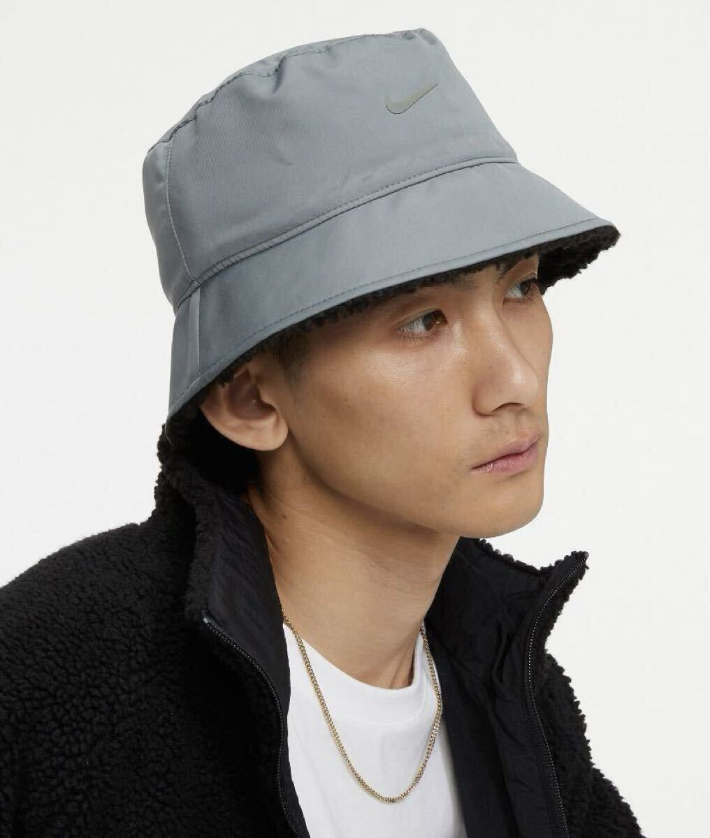 新品 定価4400円 SM(54-56㎝)　ナイキ スポーツウェア リバーシブル フリース バケットハット　ボア　ブラック 黒　DV3165-010_画像8