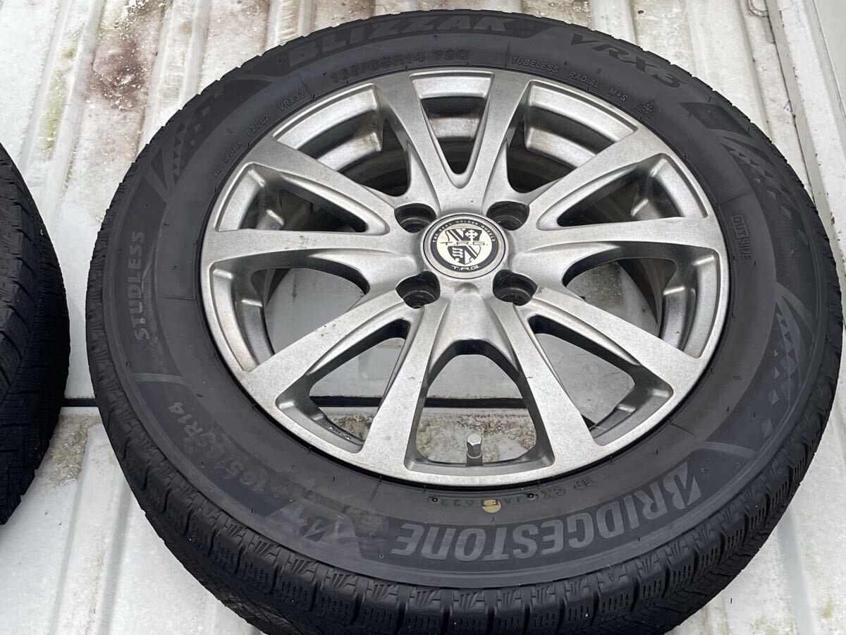 2シーズンのみ着用 バリ溝 ブリザック VRX3 165/65R14 5J+39 100 4穴 ソリオ ルーミー トール タンク パッソ ブーン ミラージュ などに! _画像3