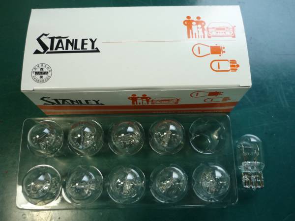 ♪定型外　即決　スタンレー　W7875　12V21/5W　ウェッジ球　T20 口金W3X16q 10個 (0711）_画像1