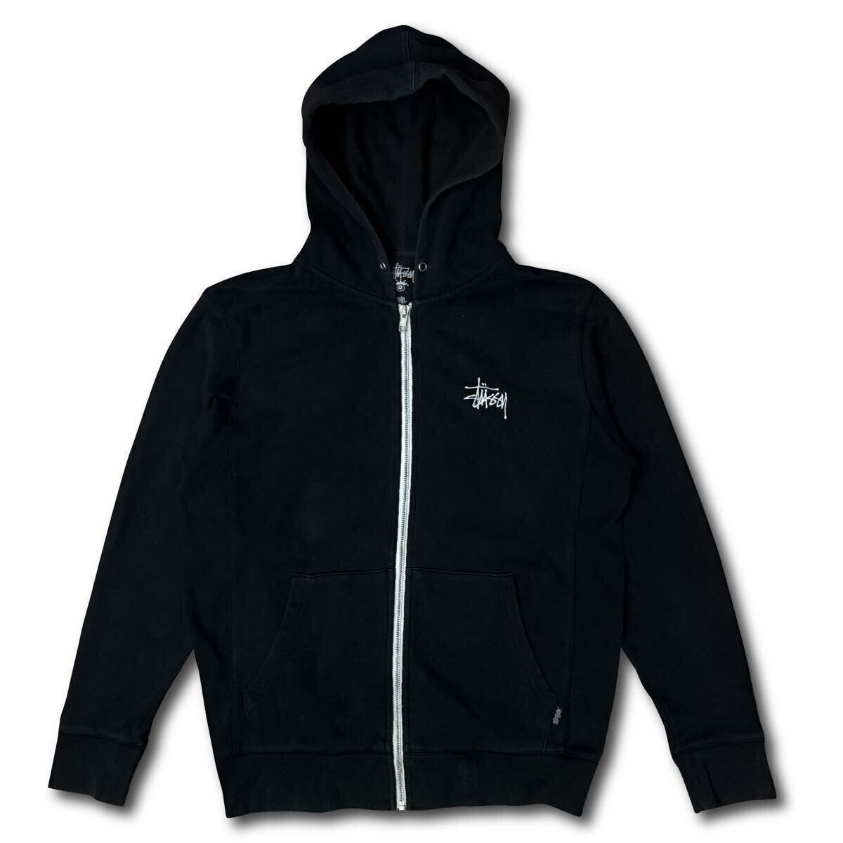【00s】Stussy Zip Up Hoodie S Black ステューシー ジップアップ パーカー フーディー ブラック ヴィンテージ オールド _画像1