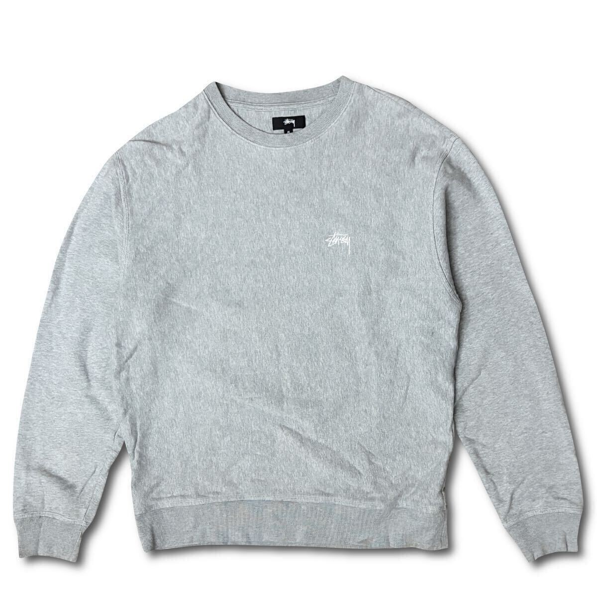 【現行】Stussy Logo Sweat Crew M Grey ステューシー スウェット プルオーバー トレーナー グレー 中古美品 21 AW ロゴ_画像1